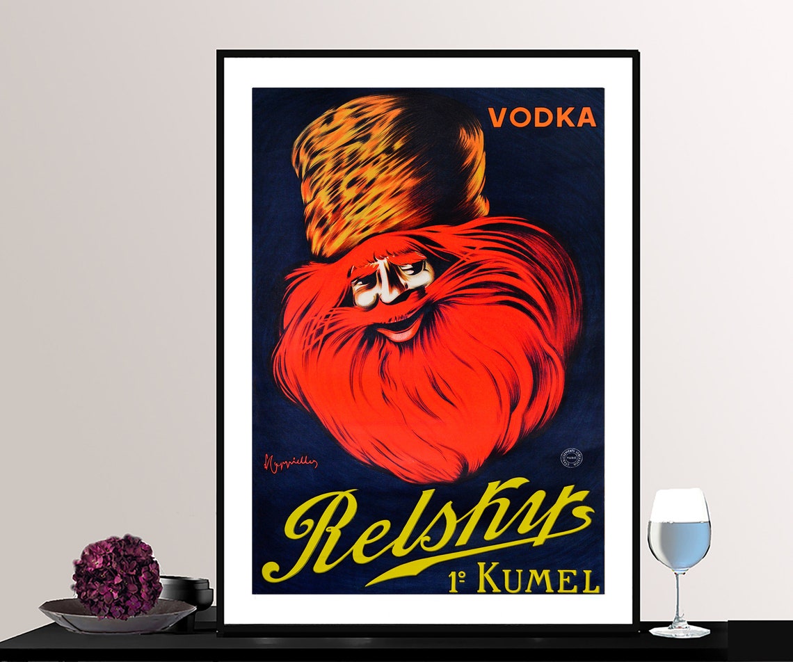 Relshir Vodka Kumel Red Bearded Cossack Cappiello Vintage Ad Poster