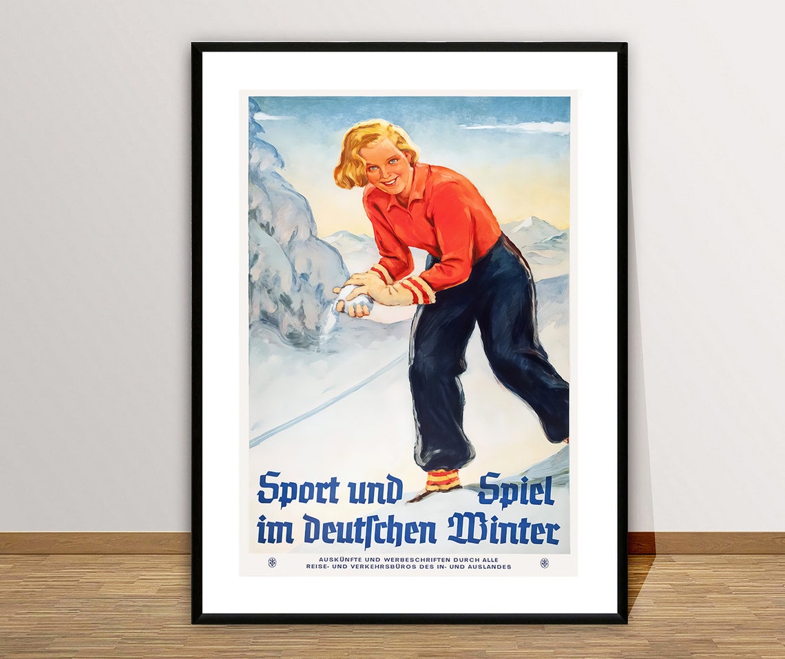 Sport und Spiel Deutscher Winter Vintage German Travel Poster
