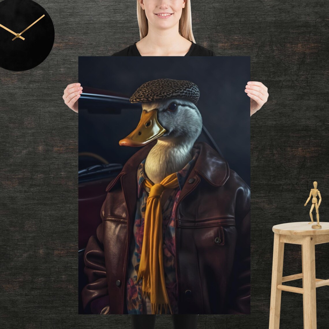 Duck 80s Style Retro Poster Eighties Wall Art Living Room Funny Decor
