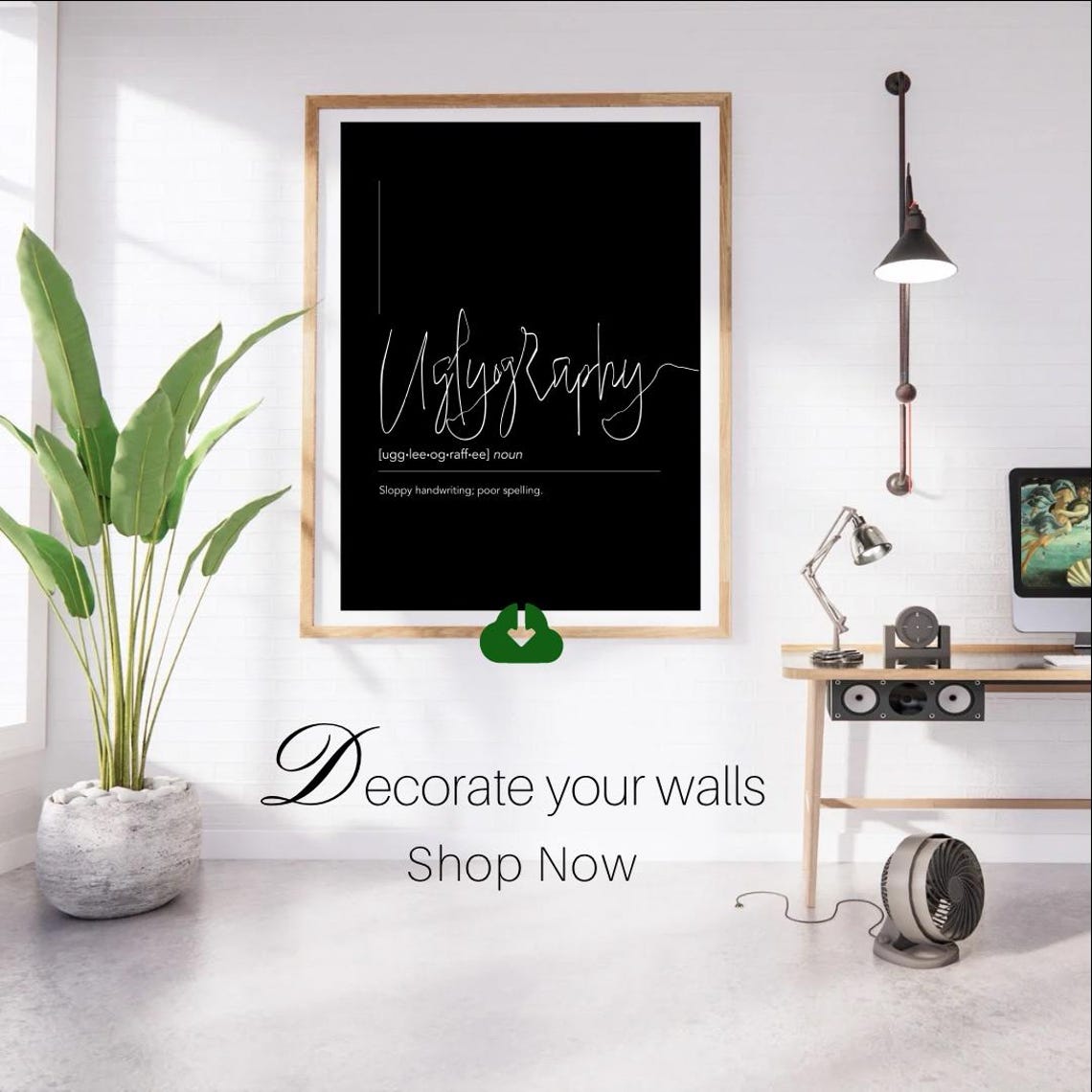Uglyography Funny Sloppy Handwriting Definition White Script Poster - Image 3