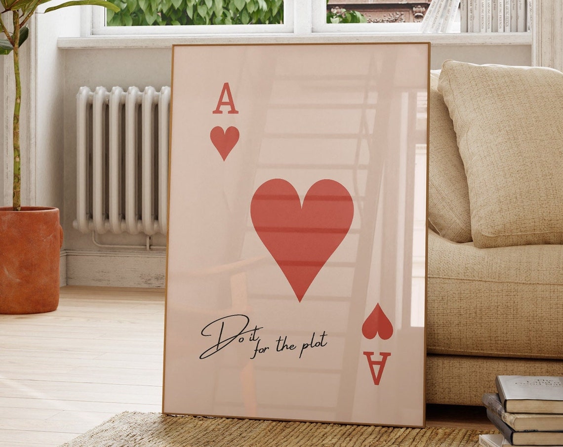 Ace Of Hearts Do It For The Plot Blush Pink Retro Card Poster