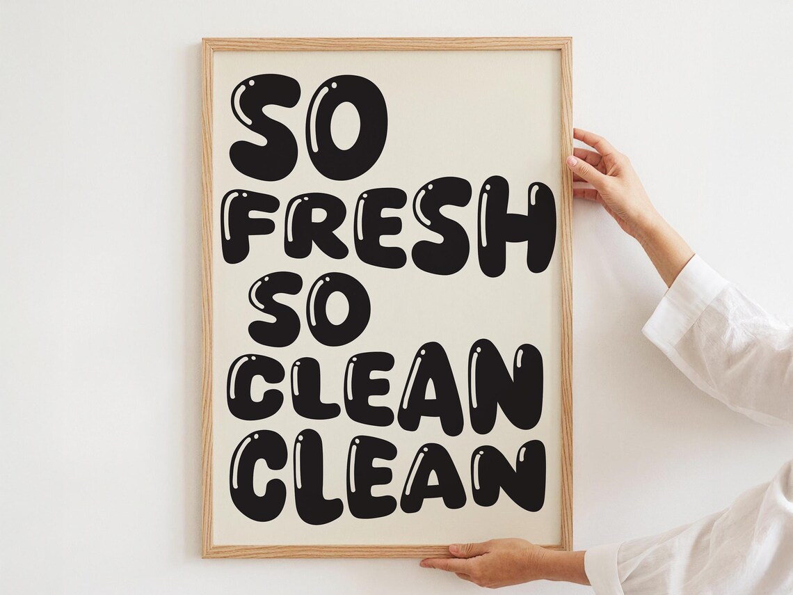 So Fresh So Clean Bathroom, Preppy Wall Art Print - Image 2