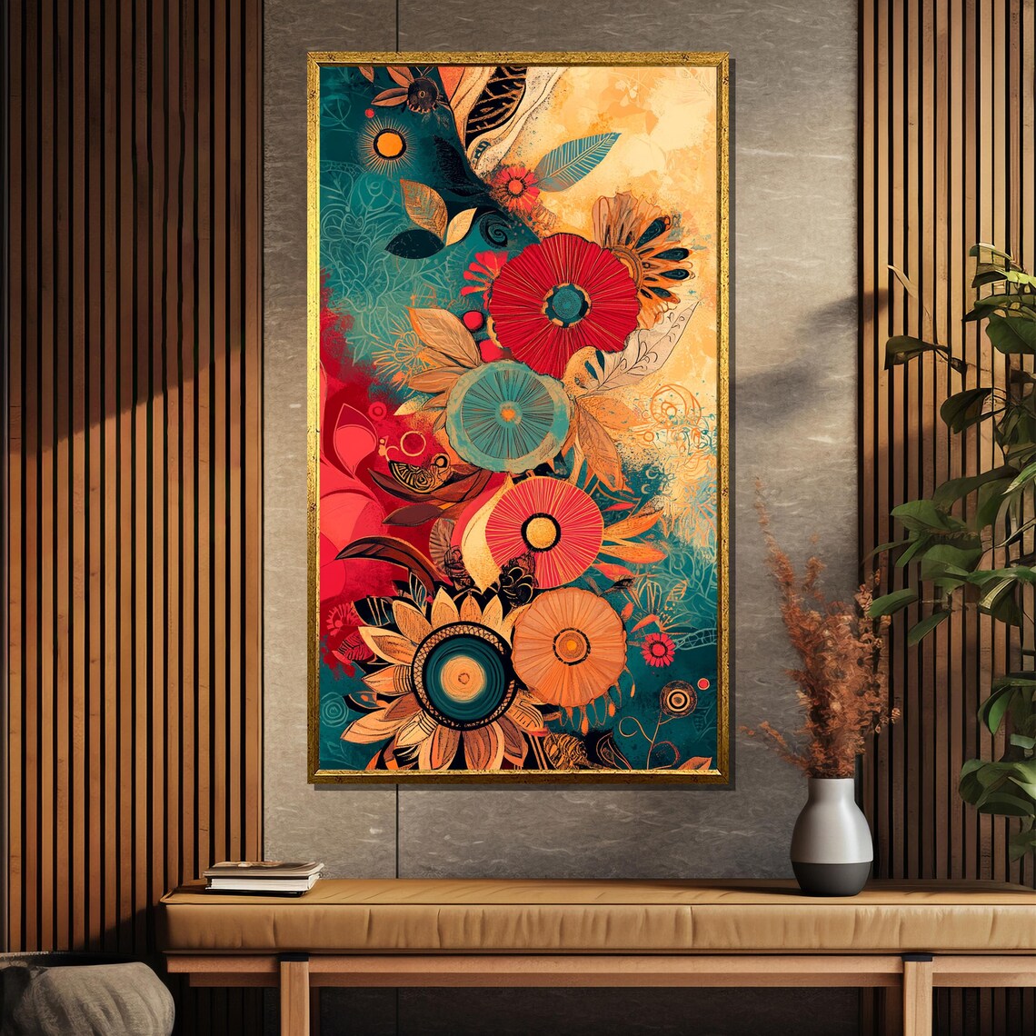 Vibrant Boho Floral Bouquet Abstract Botanical Painting Art Poster - Image 5