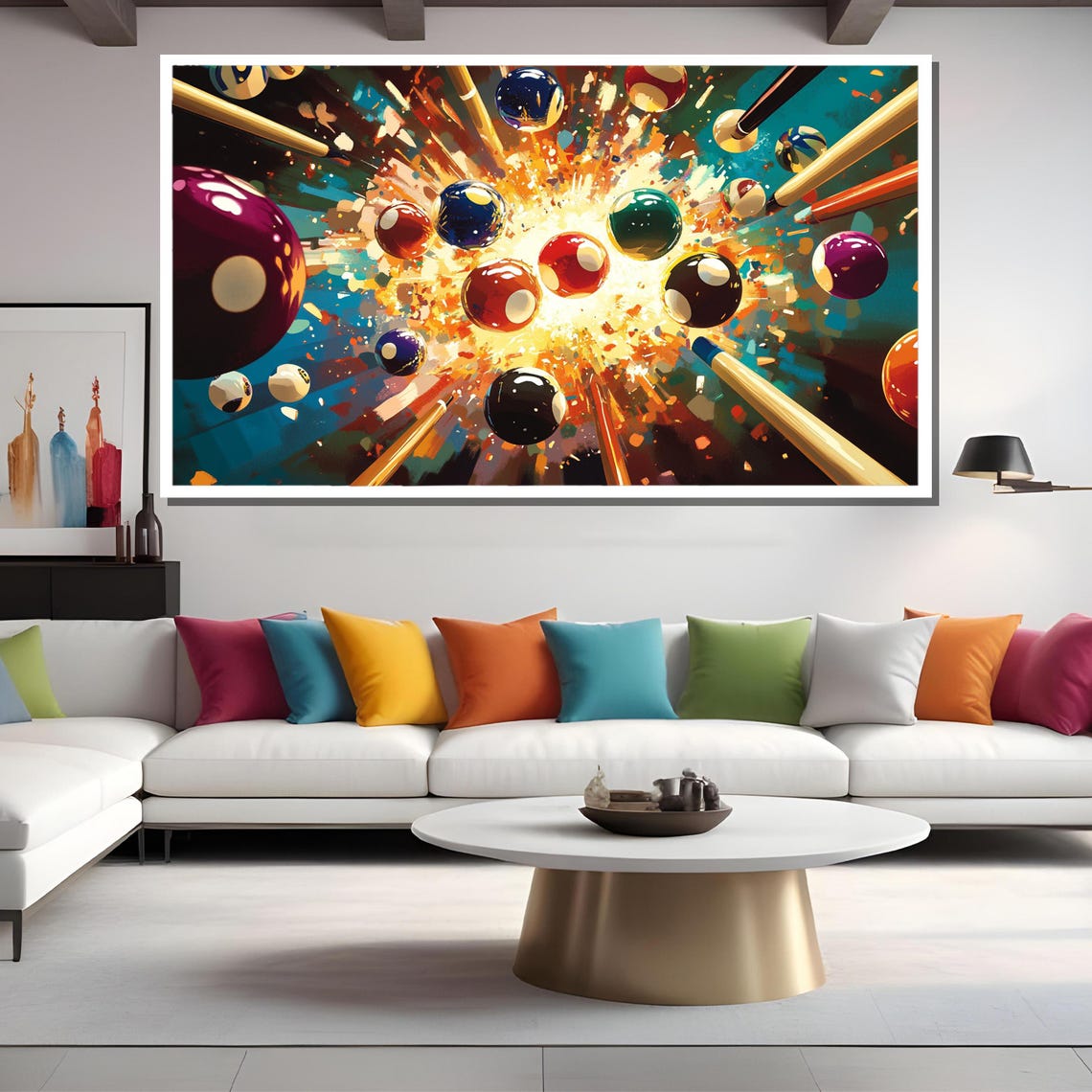 Colorful Billiard Break Burst in Dynamic Pop Artwork Wall Poster - Image 2