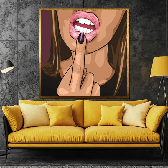 Bold And Seductive Lips Painting Modern Pop Art Wall Decor For Contemporary Spaces And A Unique Gift Idea