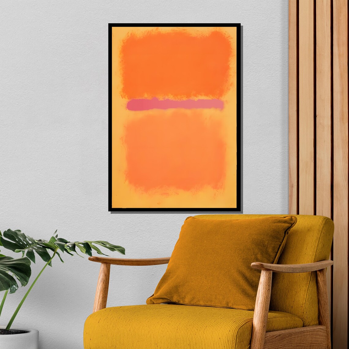 Orange and Pink Stripe Color Field Rothko Inspired Abstract Poster - Image 4