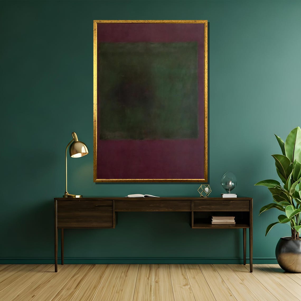 Rothko Style Deep Green And Maroon Moody Color Field Art Poster - Image 5