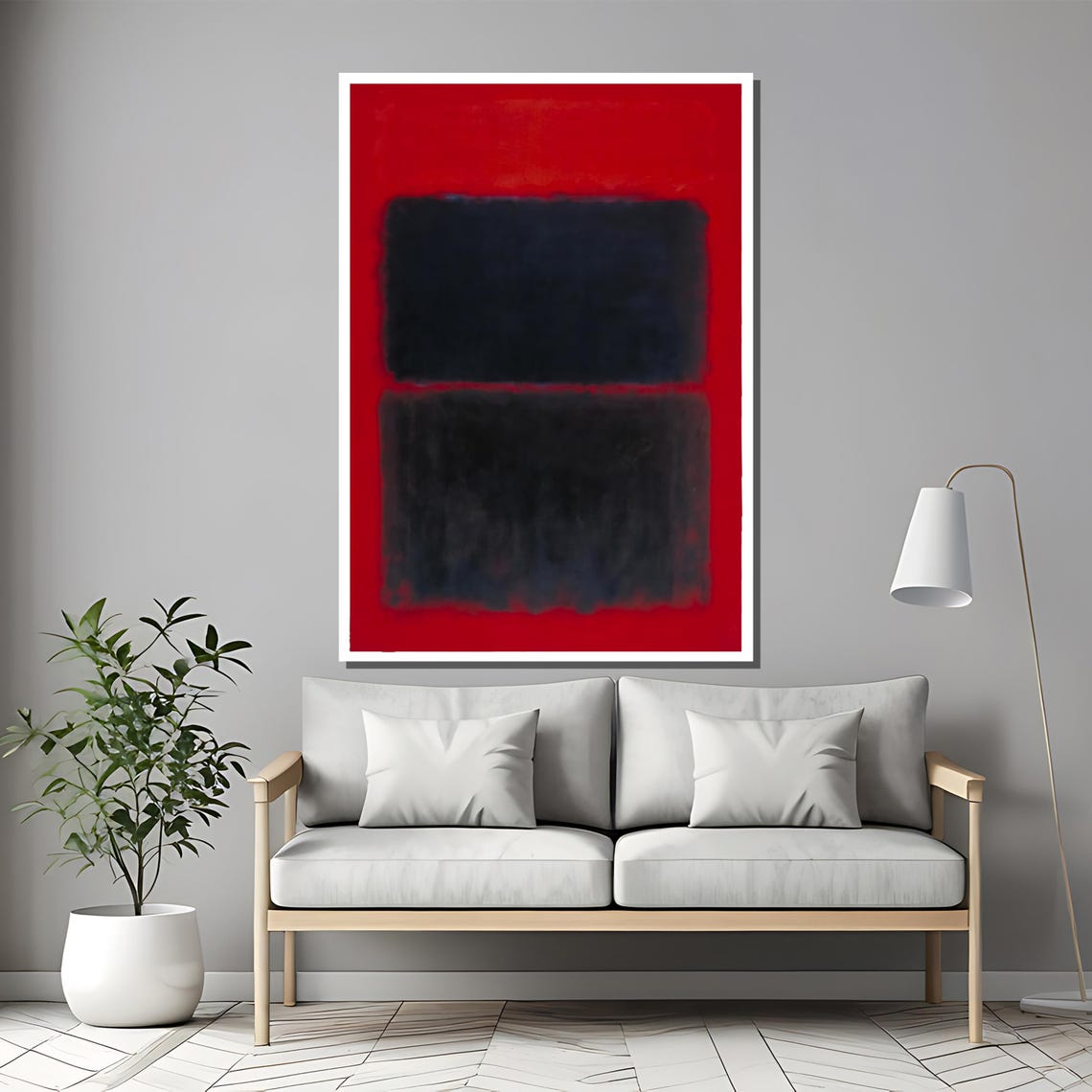 Rothko Style Bold Red And Black Striking Color Field Art Poster - Image 2