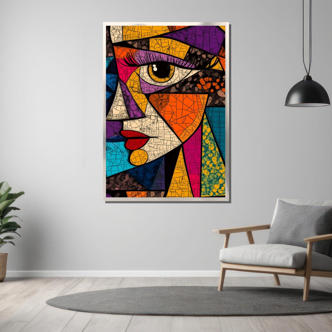 Colorful Cubist Mosaic Woman Portrait Vibrant Modern Art Poster - Image 3