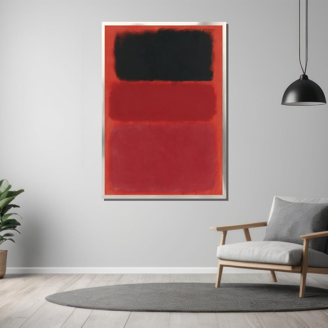 Striking Mark Rothko Style Painting Bold Red And Black Abstract Art For A Modern Home Decor Gift - Image 3