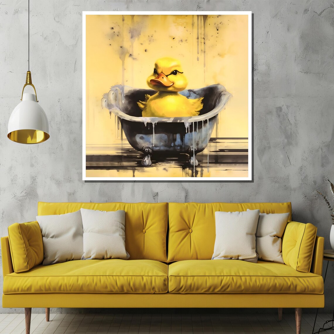 Whimsical Duck in Bathtub Painting Wall Art - Image 2