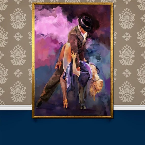 Passionate Tango Painting Elegant Dance Couple Wall Art Gift For Ballroom Enthusiasts And Romantic Home Decor