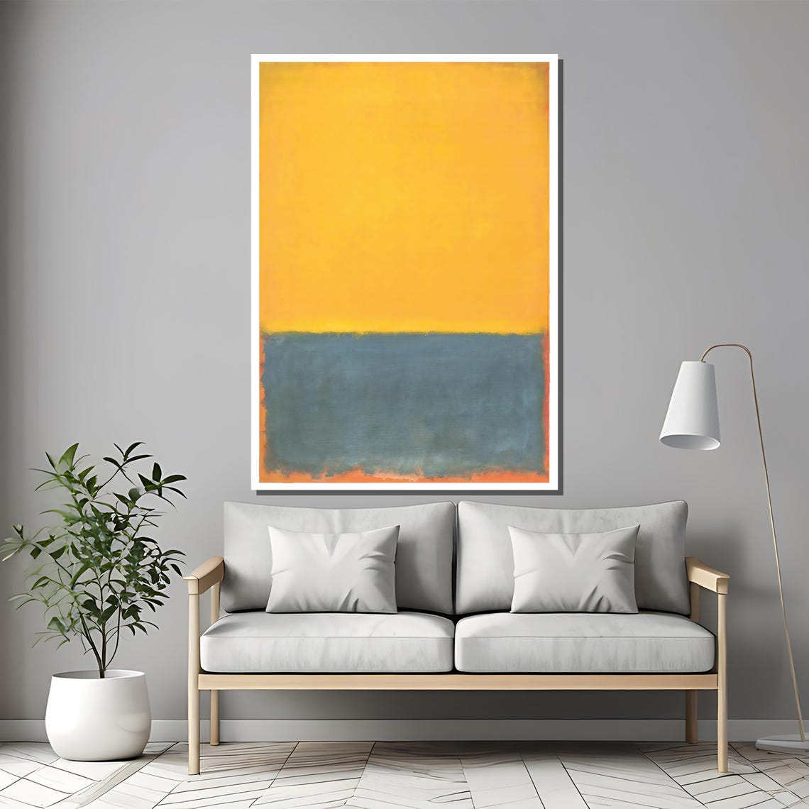 Rothko Style Yellow And Blue Soft Color Field Abstract Poster - Image 2