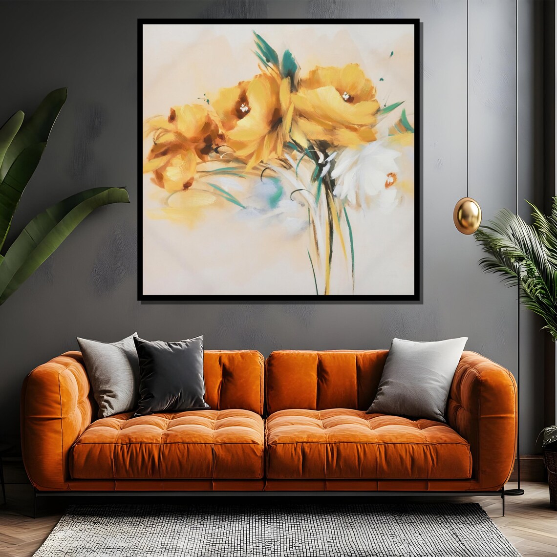 Soft Yellow Blossom Abstract Floral Painting In Cream Poster - Image 4