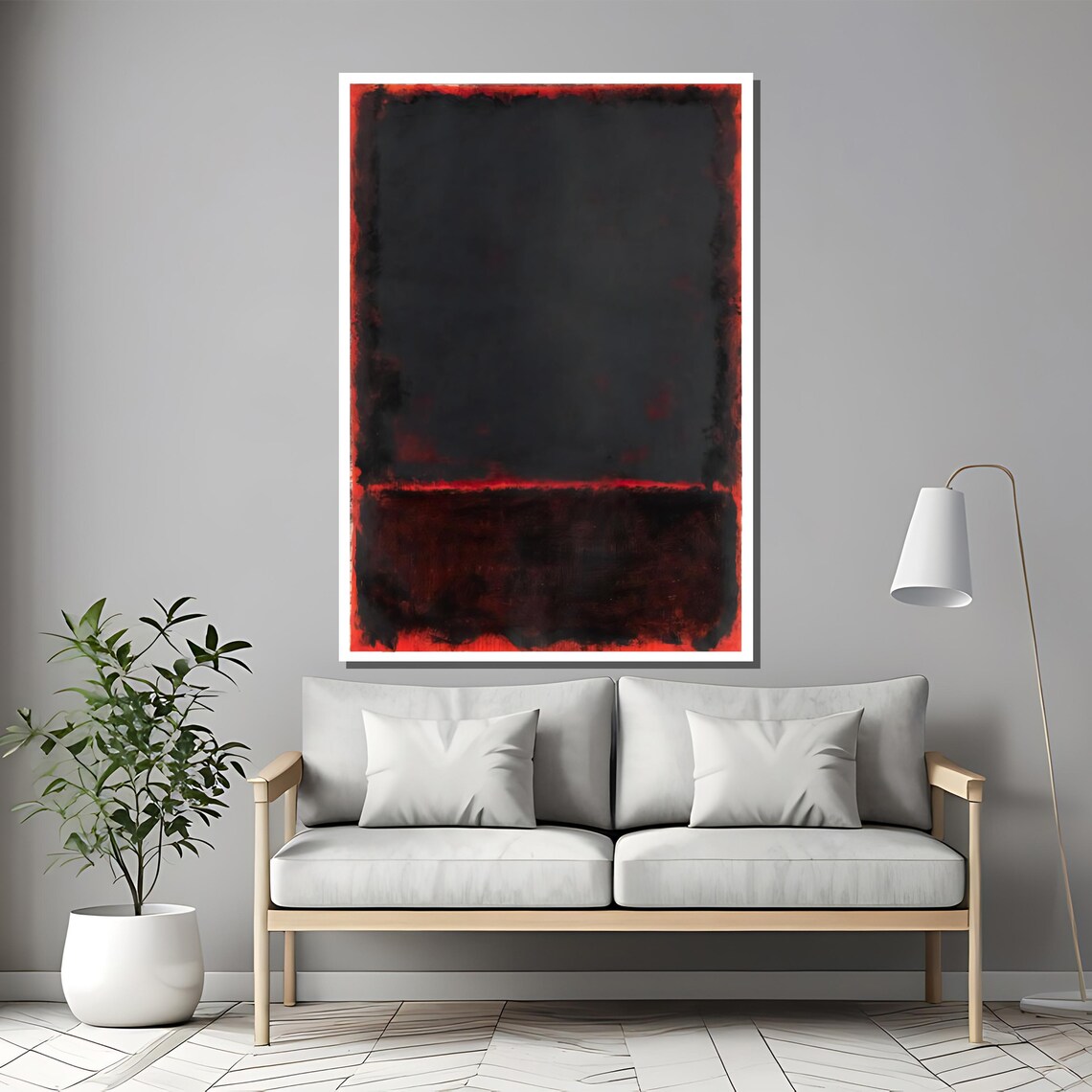 Rothko-Style Dark Red Black Moody Color-Field Abstract Poster - Image 2