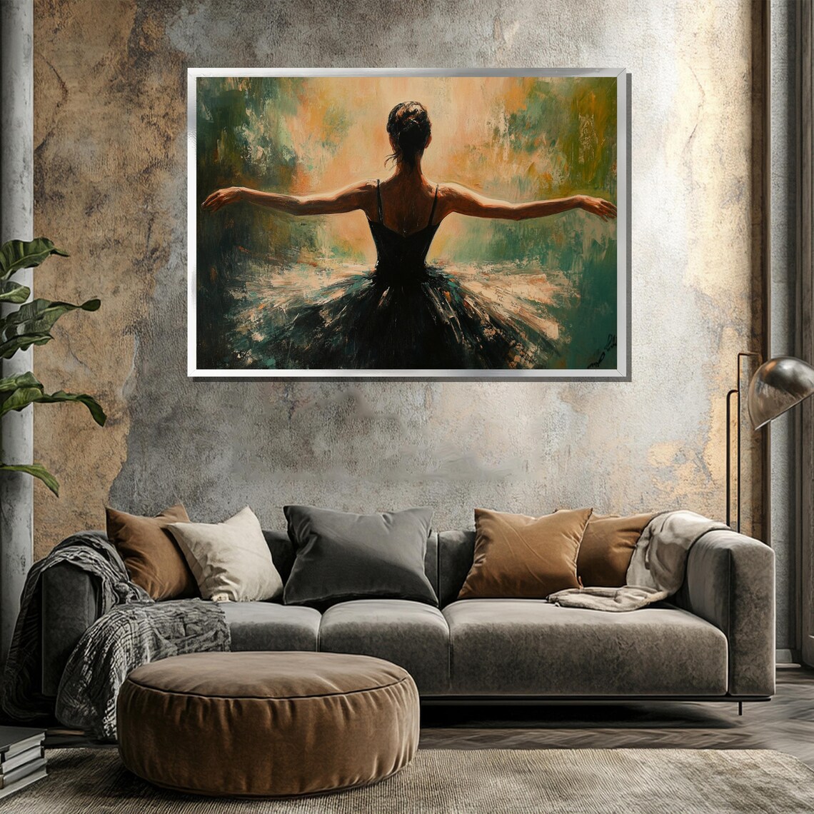 Elegant Ballerina Back Pose With Open Arms Dance Painting Poster - Image 3