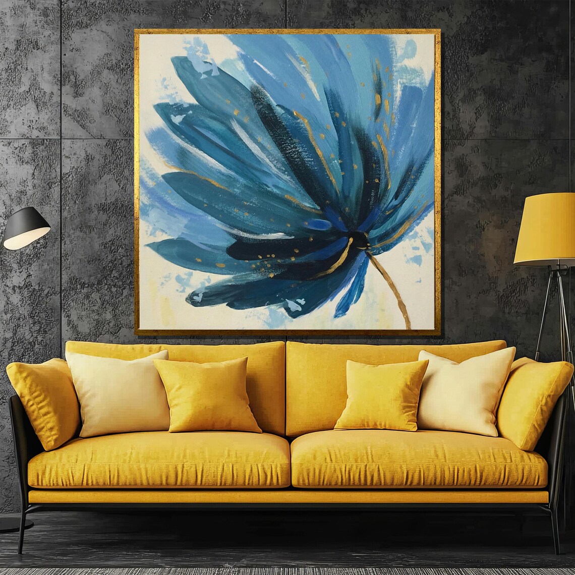 Light Blue Abstract Bloom On White Minimalist Floral Art Poster
