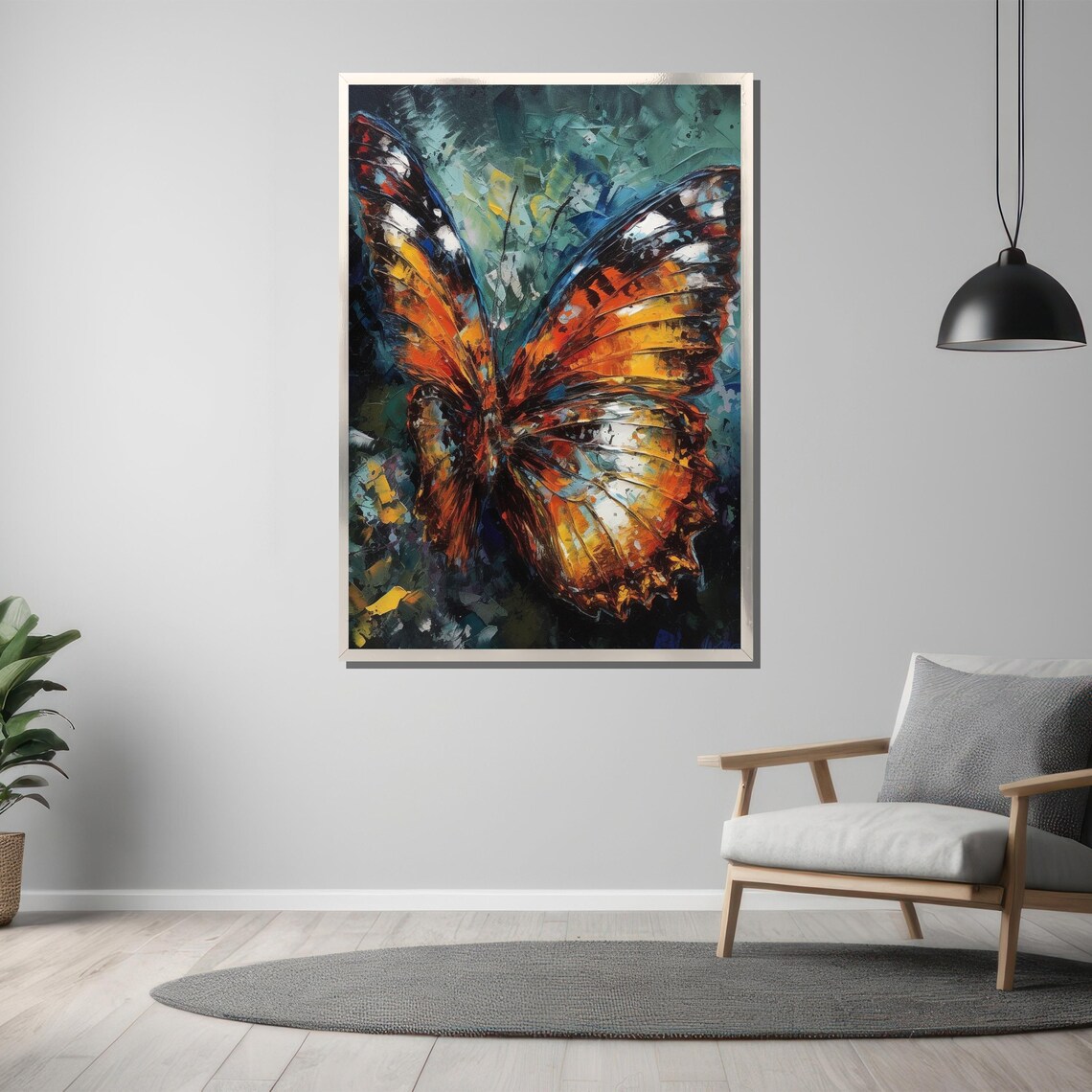 Monarch Butterfly Impasto Oil Painting Vibrant Nature Art Poster - Image 3