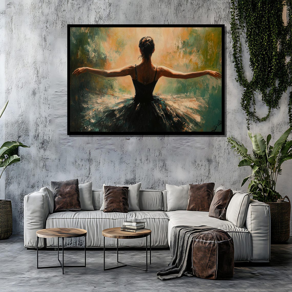Elegant Ballerina Back Pose With Open Arms Dance Painting Poster - Image 4