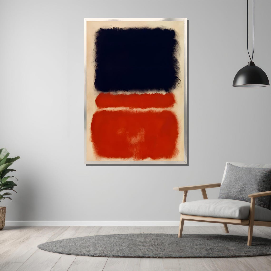 Rothko Style Black And Red On Cream Color Field Abstract Poster - Image 3