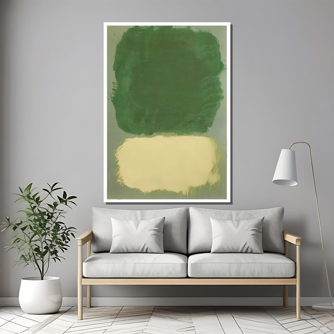 Rothko-Style Green Cream Color-Field Abstract Painting Poster - Image 2