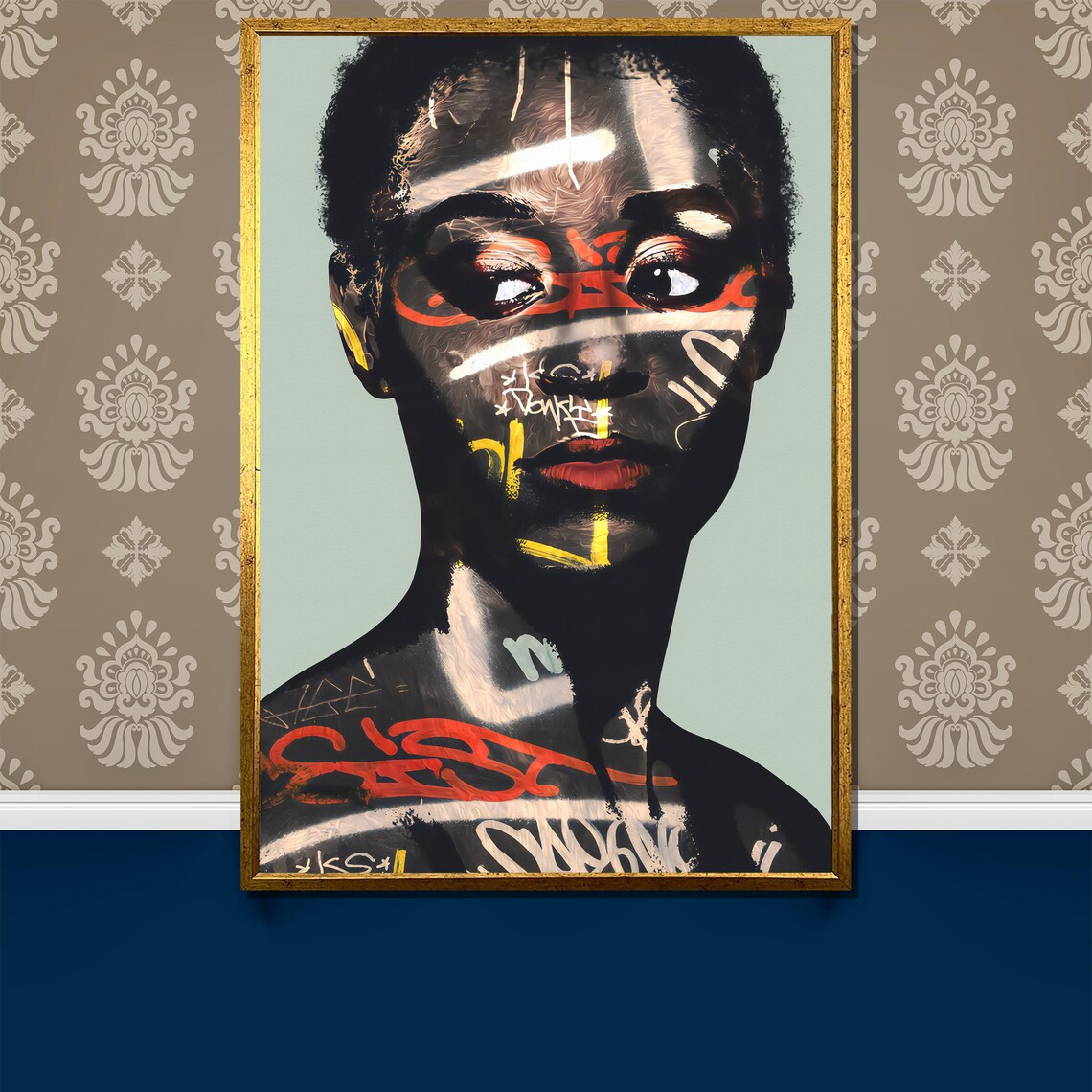 Graffiti Style African Woman Portrait Bold Urban Street Art Poster