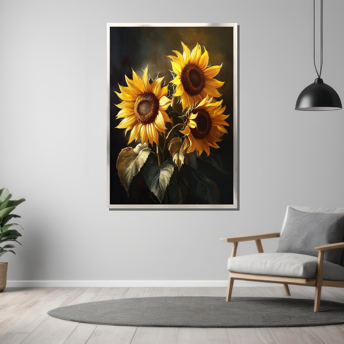 Sunflower Trio Art Print, Yellow Floral Nature Decor - Image 3
