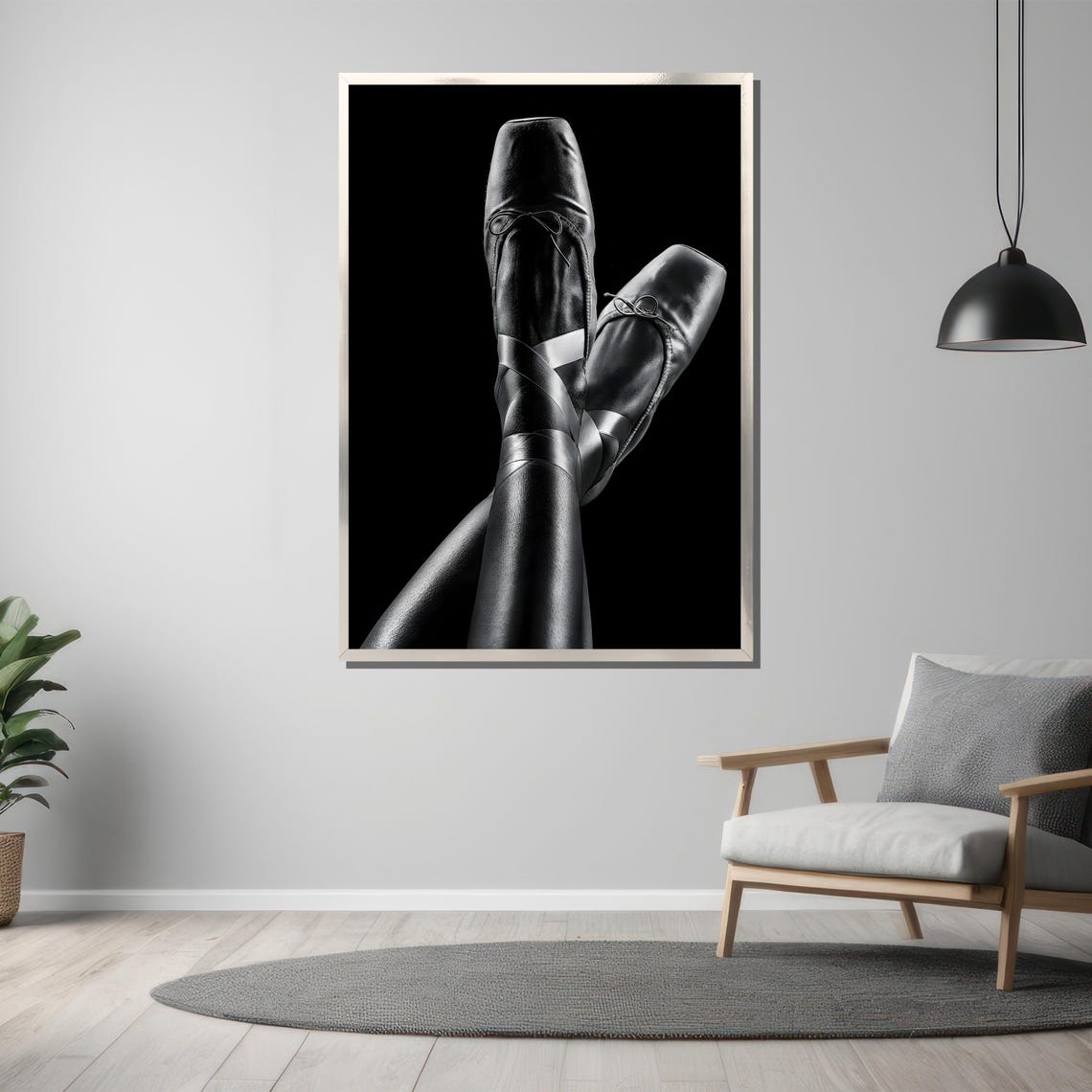 Elegant Black Pointe Shoes Close-Up Minimalist Ballet Photo Poster - Image 3