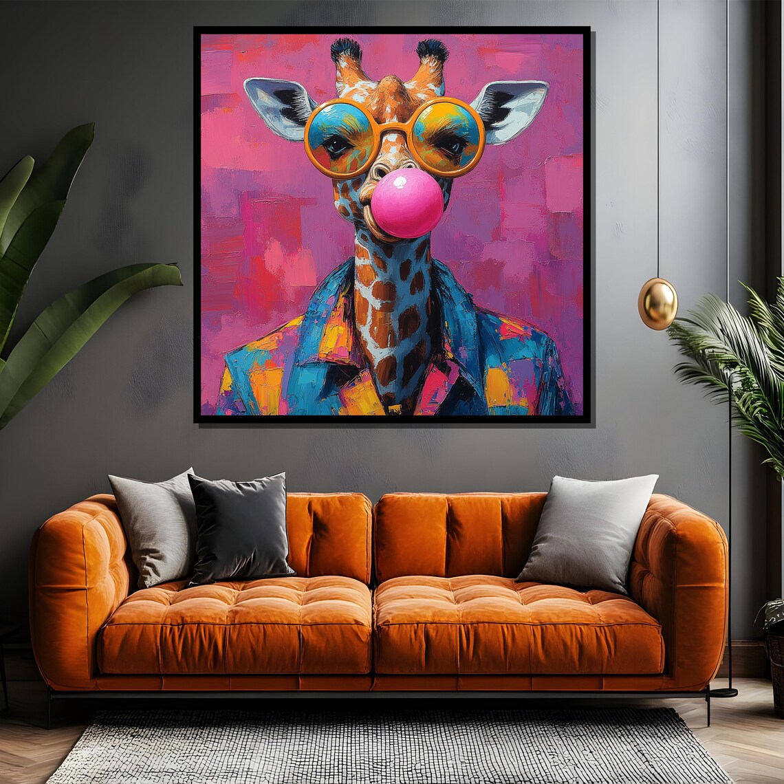 Colorful Giraffe Pop Art Bubble Gum Art Print - Image 4