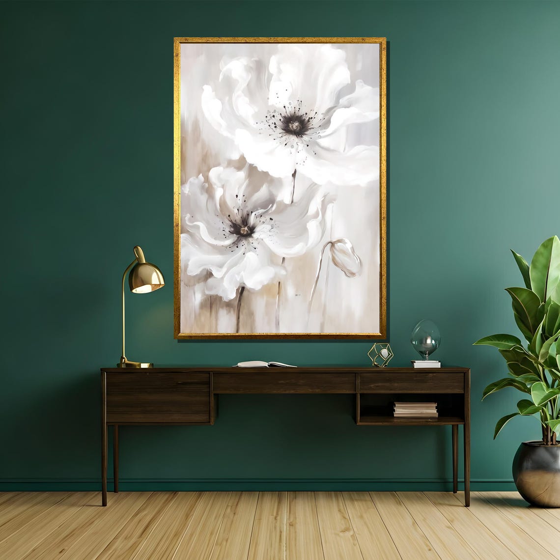 Serene White Poppy Bloom Neutral Beige Elegant Botanical Poster - Image 5
