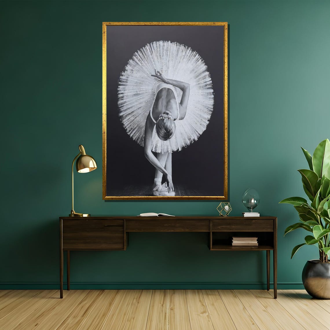 Overhead Black and White Ballerina Bowing Tutu Fan Art Poster - Image 5