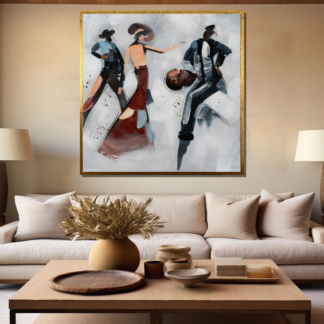 Abstract Flamenco Dance Painting Dynamic Figures With Bold Strokes Modern Wall Art And Unique Gift For Dance Enthusiast - Image 5