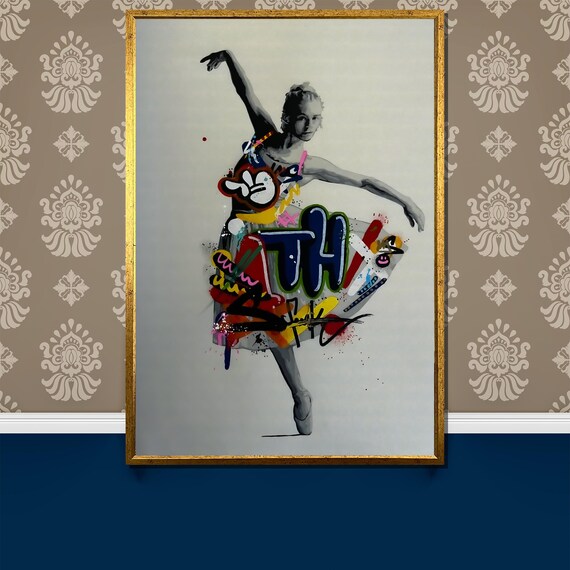 Graffiti Ballerina Dancing Pose With Colorful Paint Tutu Poster