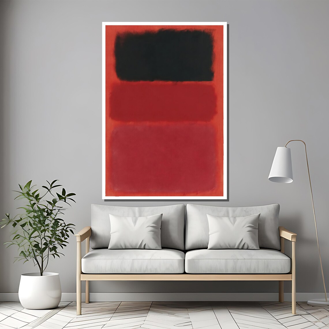 Rothko Style Black And Red Triple Band Color Field Abstract Poster - Image 2
