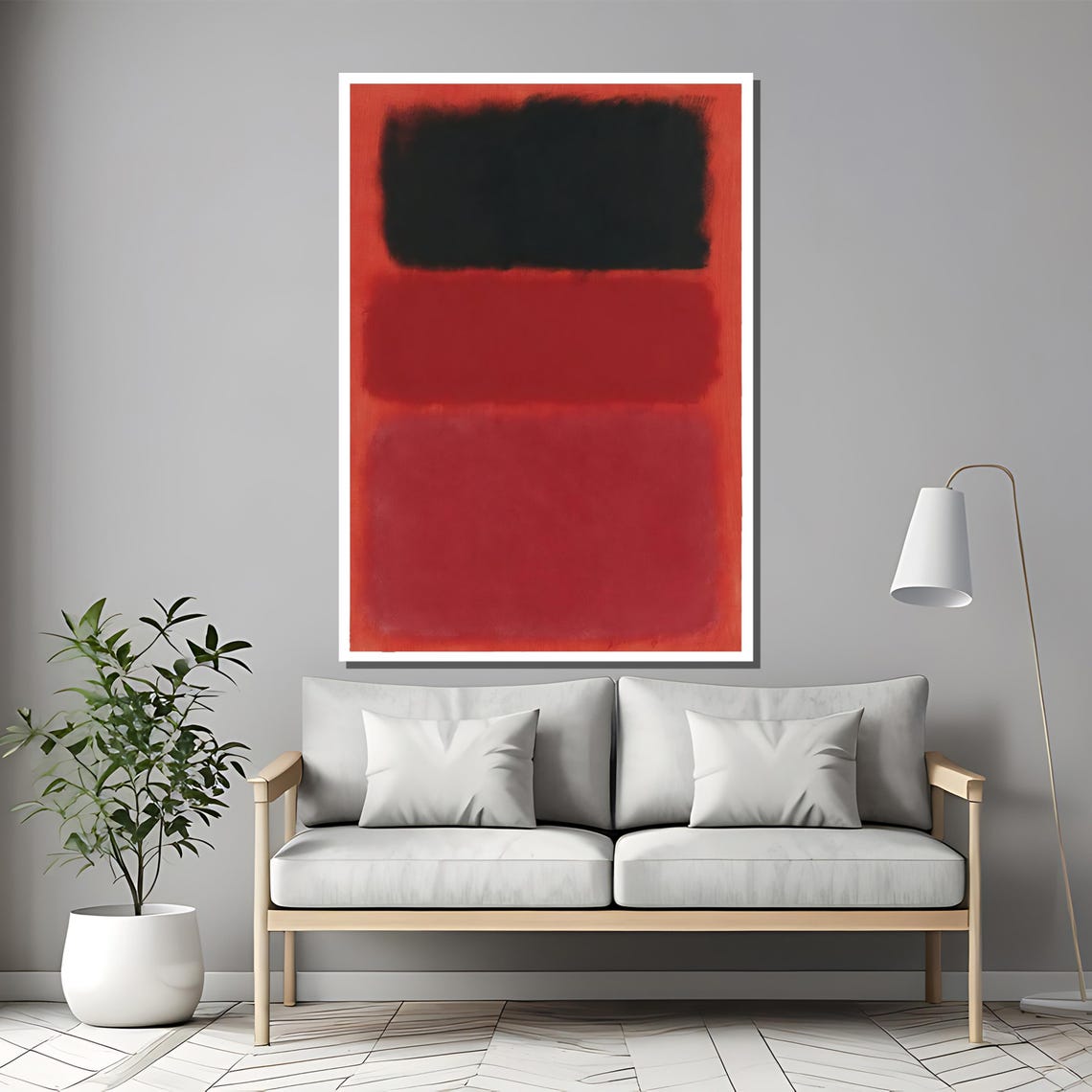 Striking Mark Rothko Style Painting Bold Red And Black Abstract Art For A Modern Home Decor Gift - Image 2