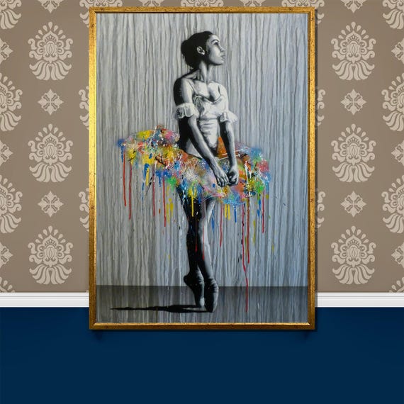 Colorful Graffiti Ballerina Painting Modern Dance Wall Art Unique Gift For Ballet Lovers Contemporary Decor Statement Piece