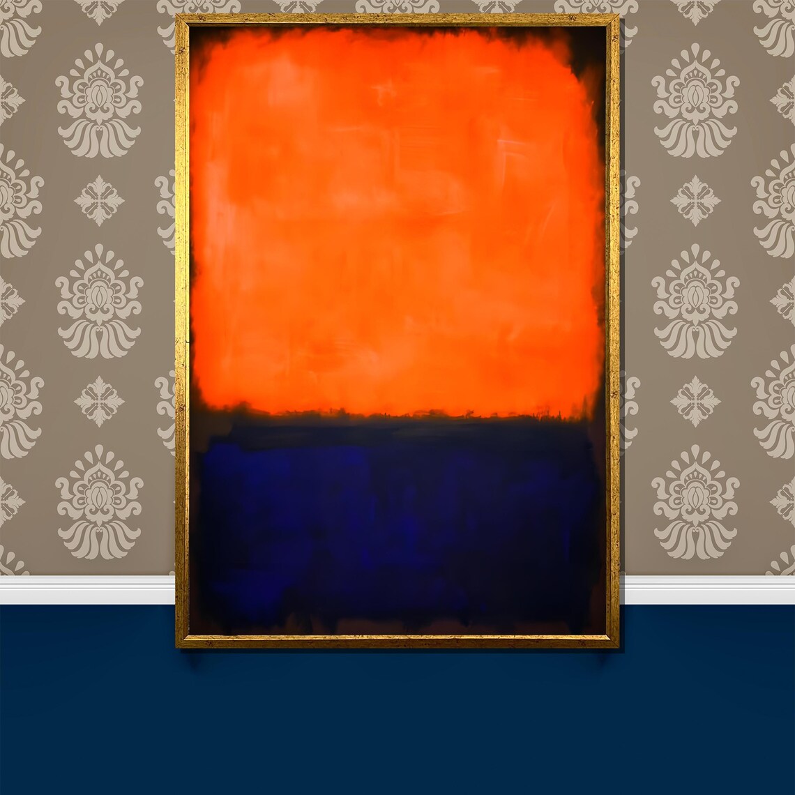 Rothko Style Bold Orange And Deep Blue Color Field Abstract Poster