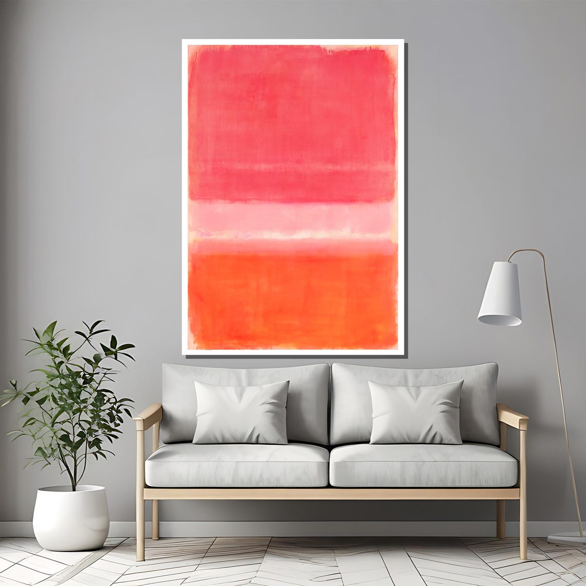 Vibrant Pink Orange And Coral Sunrise Glow Abstract Art Poster - Image 2