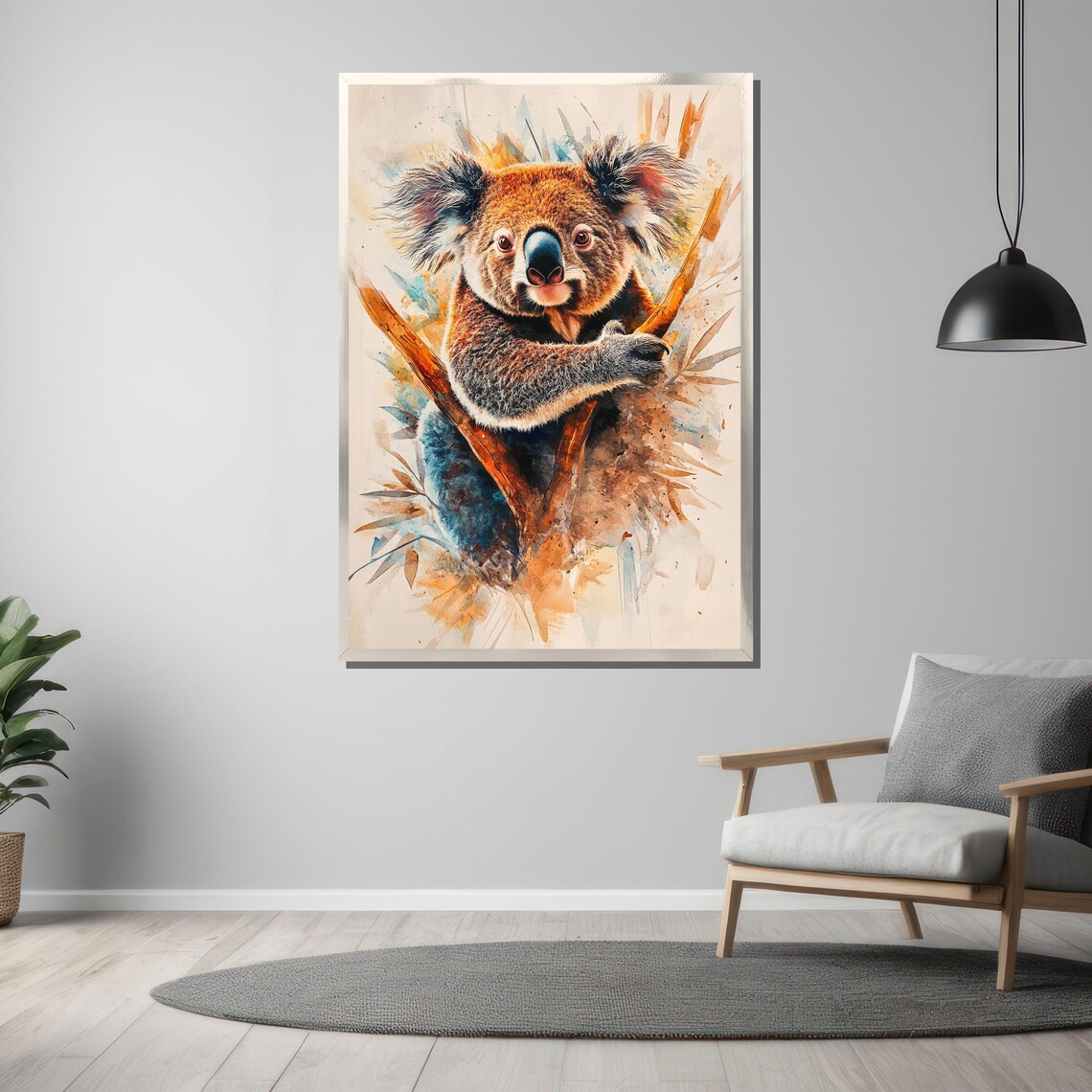 Gum Leaf Sweetheart Watercolor Koala Clinging to Branch Art Poster - Image 3