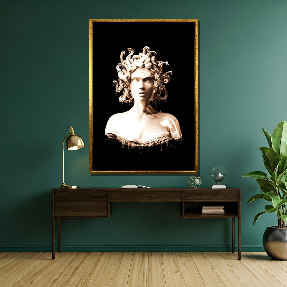 Medusa Marble Bust Melting Black Mythology Sculpture Elegant Poster - Image 5