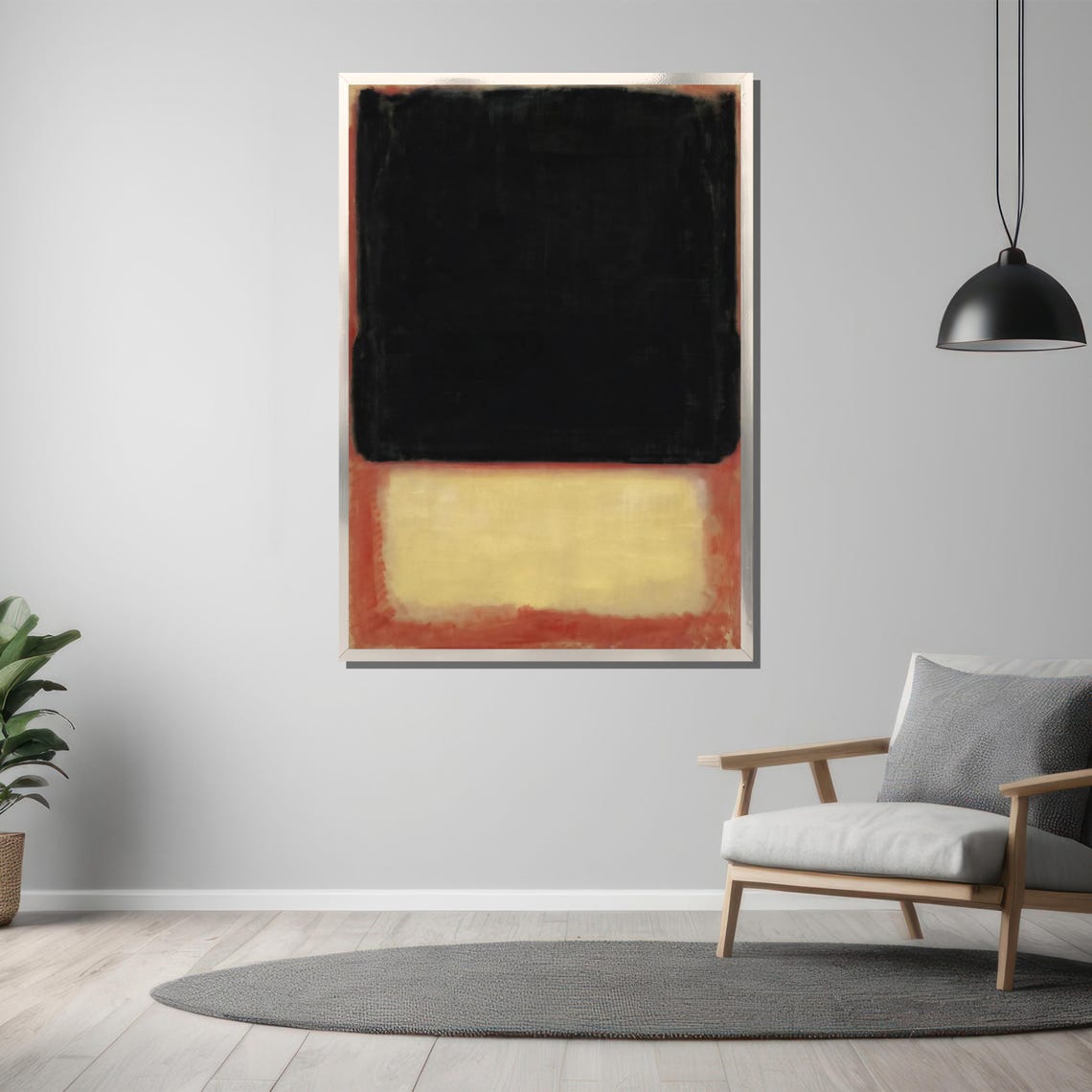 Rothko Style Black And Cream Minimalist Abstract Canvas Poster - Image 3