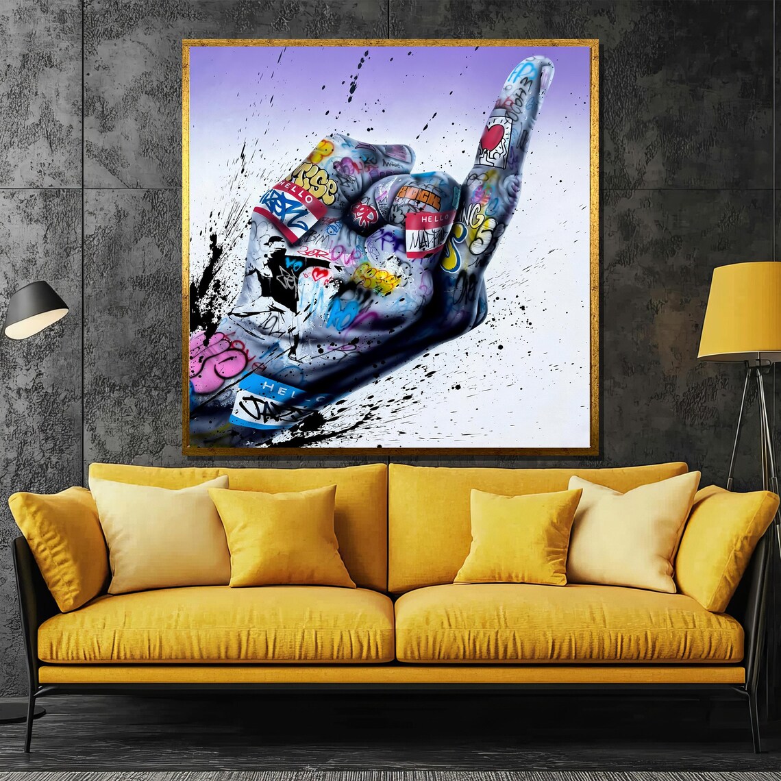 Rock Hand Gesture Graffiti Street Art Edgy Music Fan Elegant Poster
