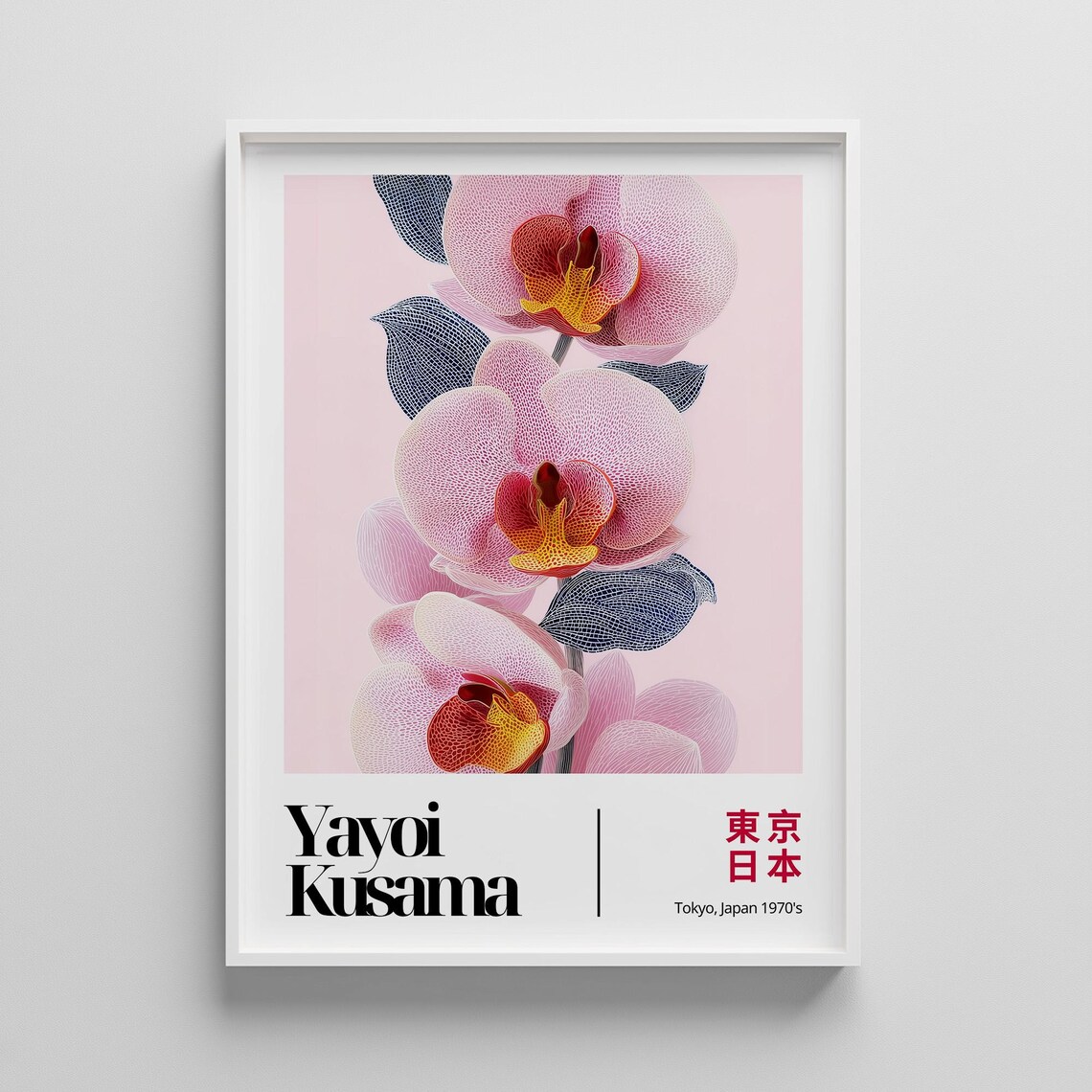 Yayoi Kusama Pink Orchid Blossoms Tokyo Japan 1970s Floral Art Poster