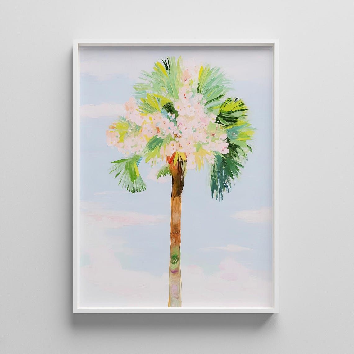 Minimalist Palm Tree Pastel Painting Tropical Coastal Art Poster