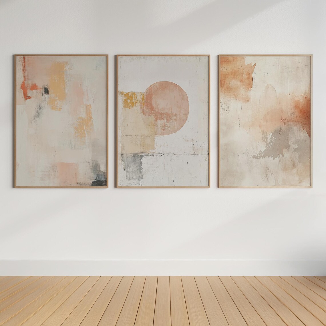 Wabi Sabi Beige Abstract Trio Poster Set for Japandi Style Decor