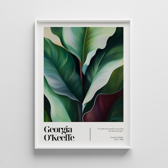Georgia OKeeffe Sage Green Leaves Botanical Floral Art Print