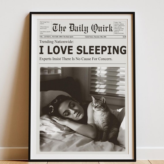 Woman Sleeping, Vintage Newspaper-Inspired Poster