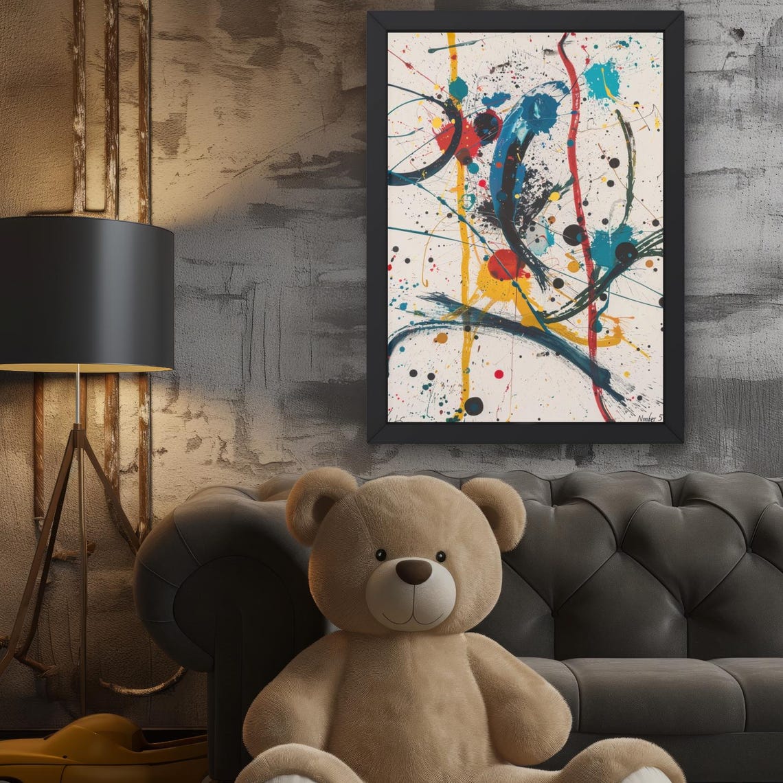 Colorful Abstract Expressionist Splash Drip Lines Modern Art Poster