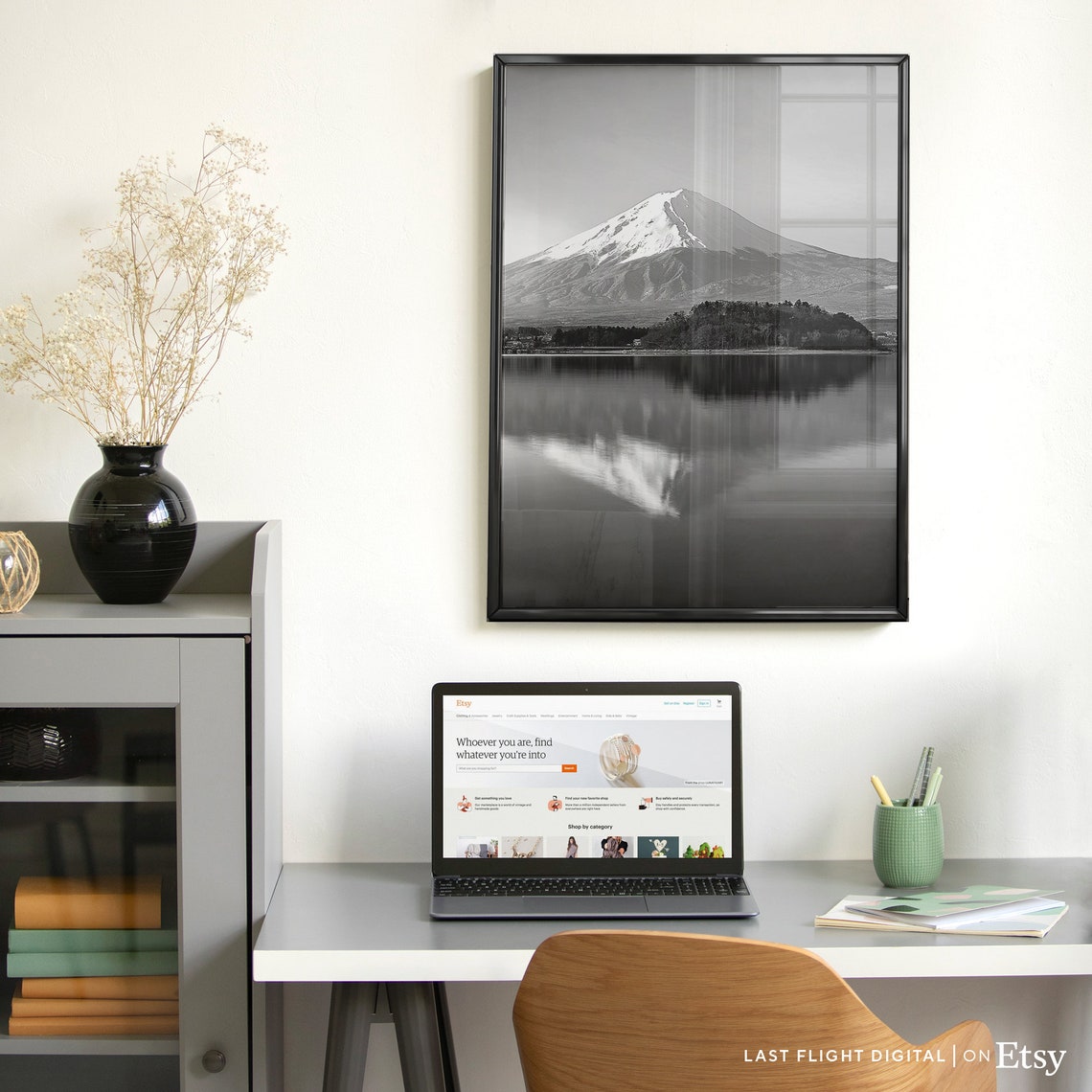 Japan Poster Mt Fuji Poster Japan Print Japan Wall Art Travel Poster Mt Fuji Print Black And White Photography Asia Photo Honshu - Image 3