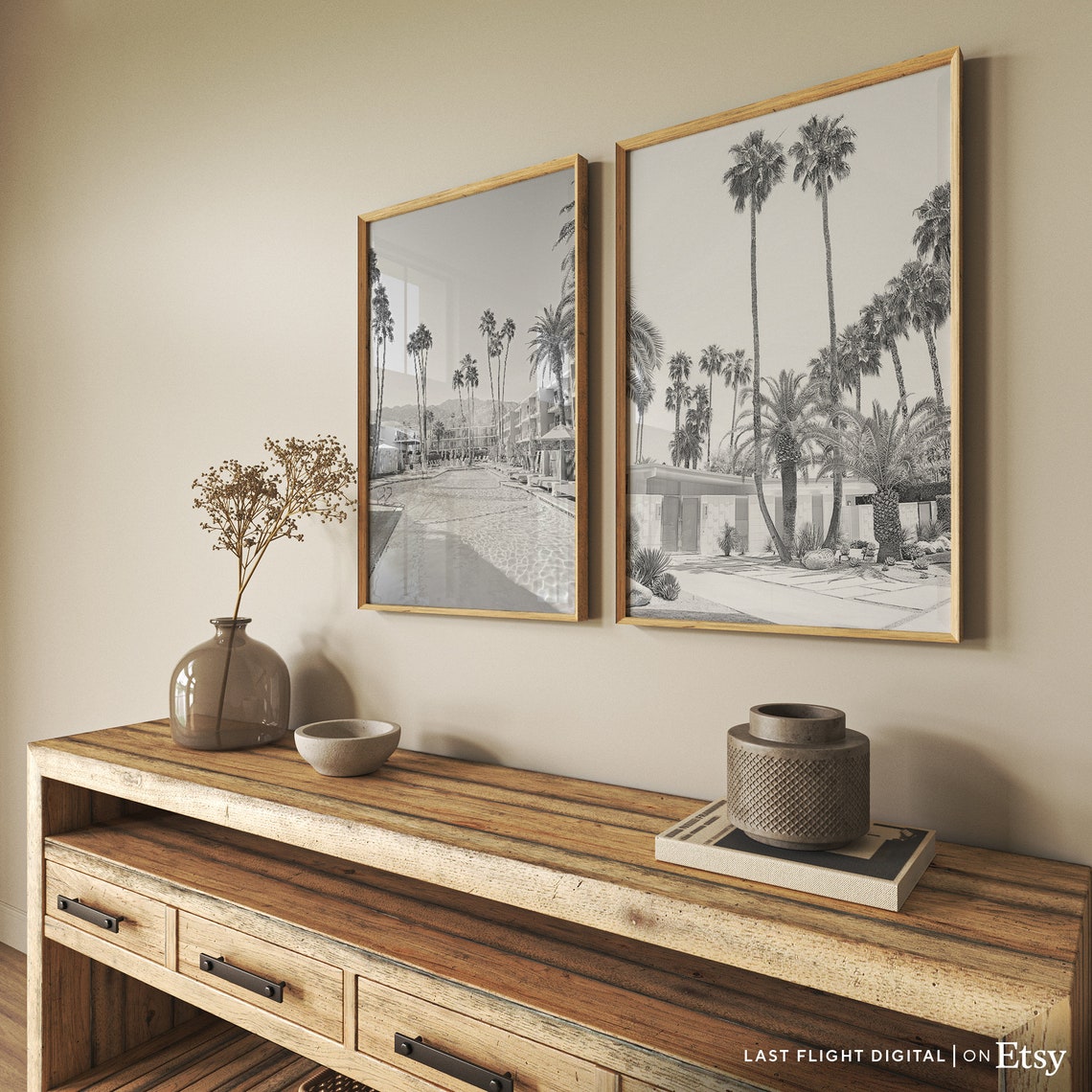 Palm Springs California Mid Century House Palms Black And White Poster - Image 4